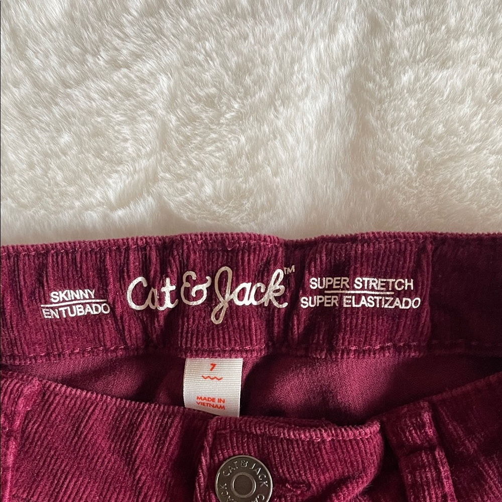 Cat & Jack girls slim burgundy cords SZ 7 - Picture 2 of 5
